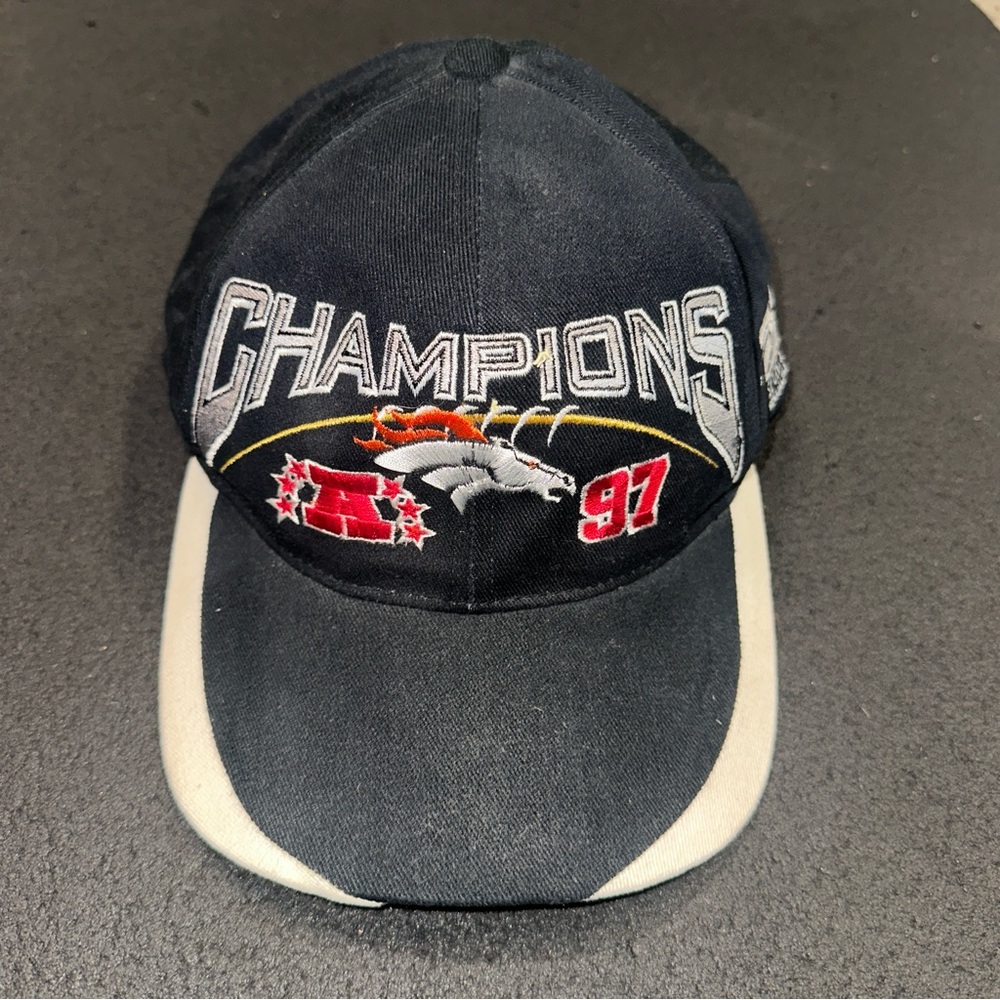 Vintage Denver Broncos 1997 Champions Snapback Hat NFL PROLINE Black One Size